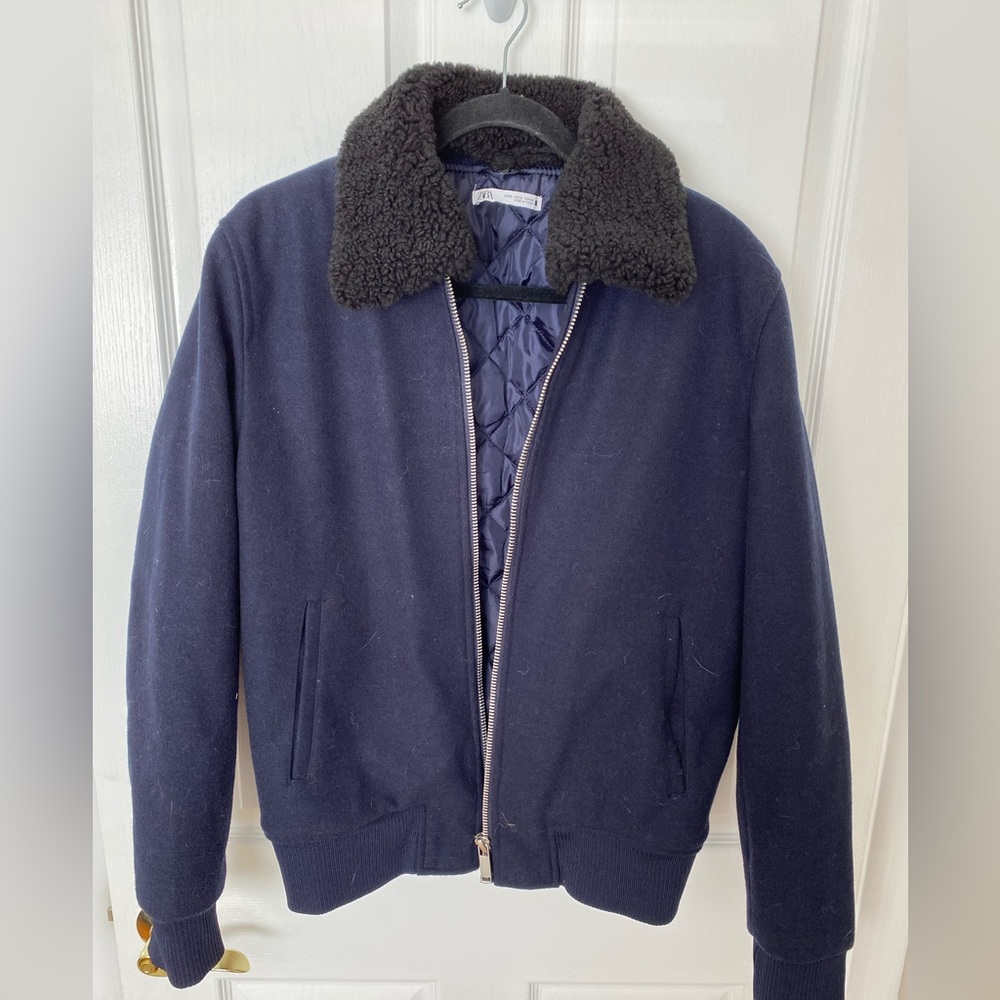 Zara blue jacket coat size medium